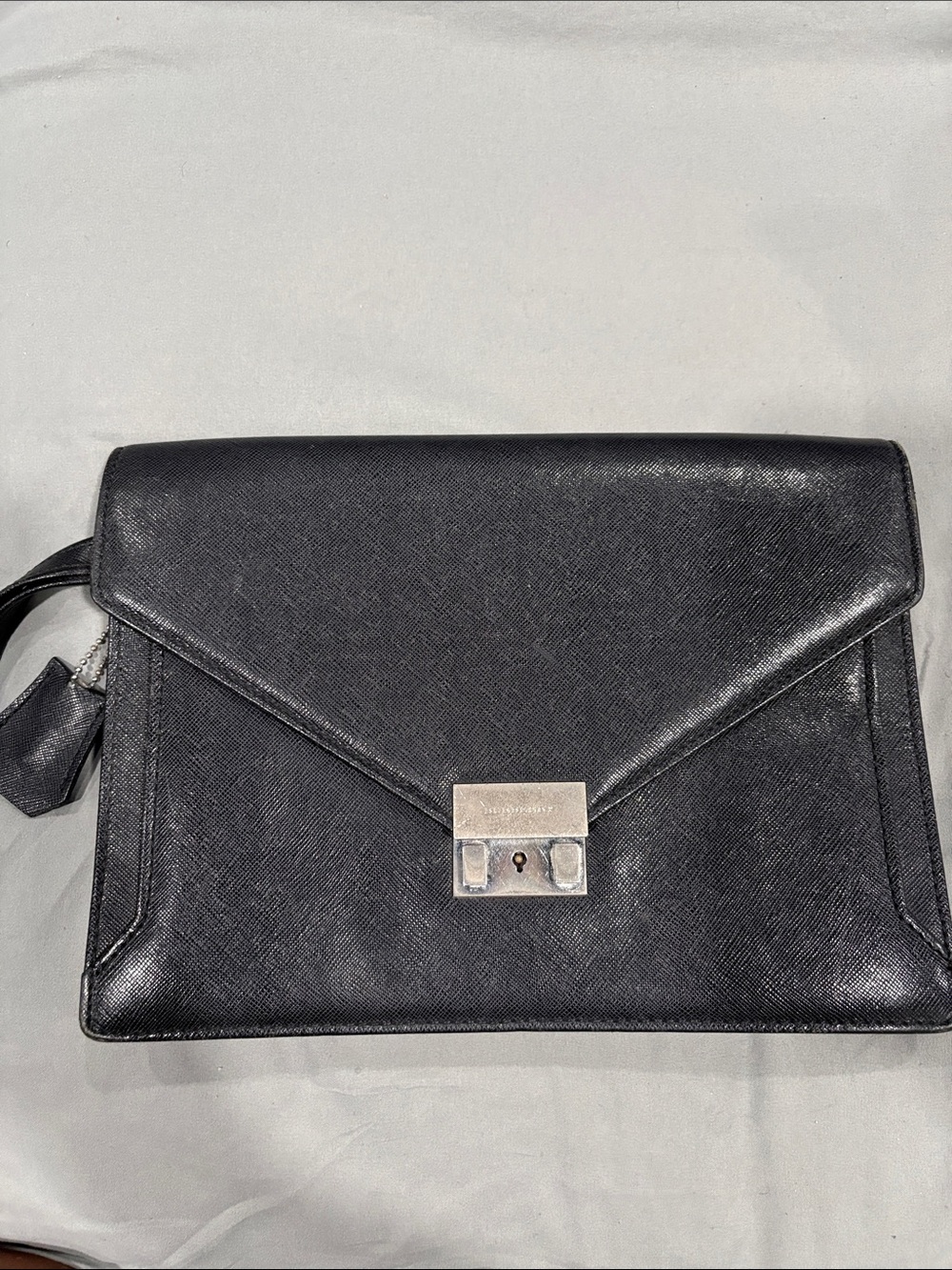 Burberry Black Envelope Clutch with Silver Lock